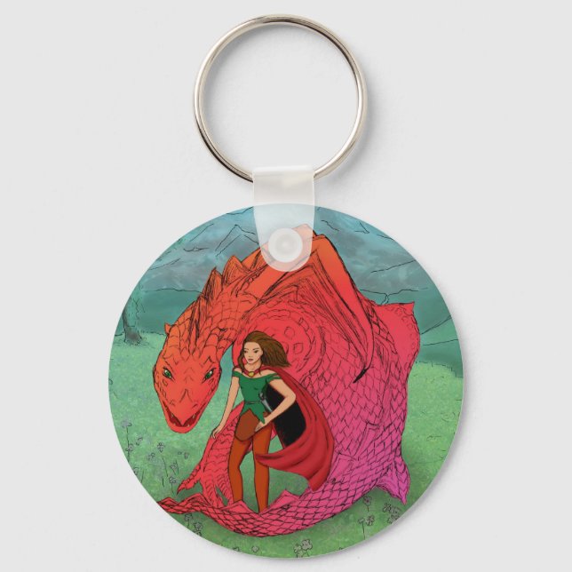 Llavero Dragón de bebé rojo (Anverso)