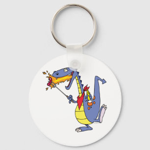 Llavero dragón de dibujos animados divertido cocinando per