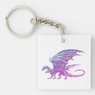 Llavero Dragón de mezquita morada asombroso en blanco