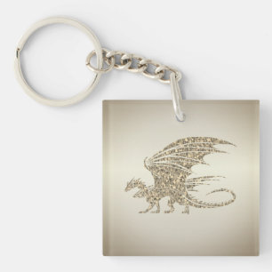 Llavero Dragón de mosaico asombroso oro