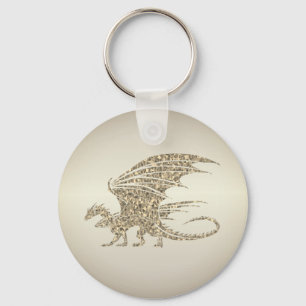 Llavero Dragón de mosaico asombroso oro