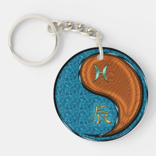 Llavero Dragón de Pisces y Madera