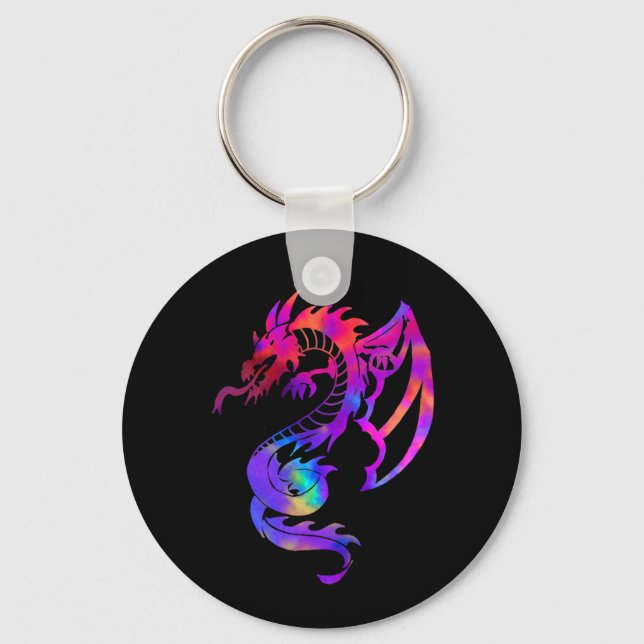 Llavero Dragón del tatuaje tribal del arco iris (Anverso)