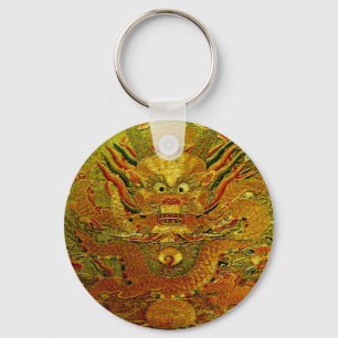 Llavero Dragón dorado bordado chino Dinastía Ming
