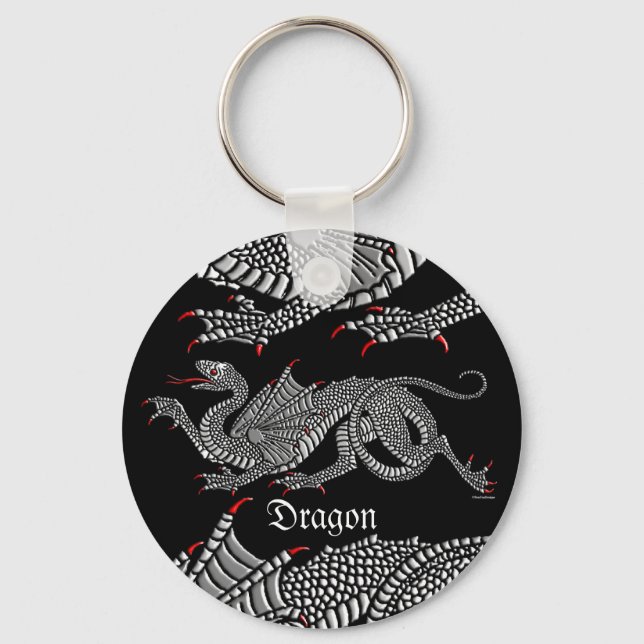 Llavero Dragón heráldico (plata) - Keychain (Anverso)