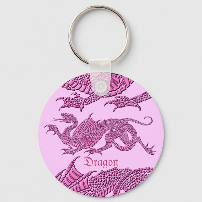 Llavero Dragón heráldico (rosa) - Keychain (Anverso)