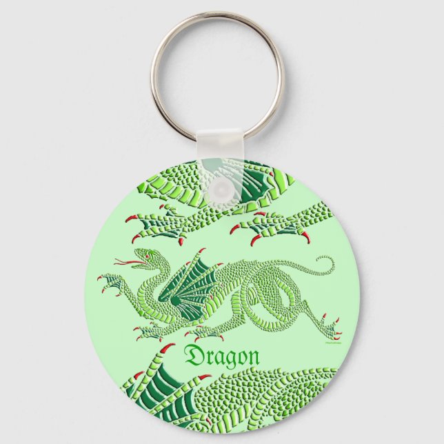 Llavero Dragón heráldico (verde) - Keychain (Anverso)