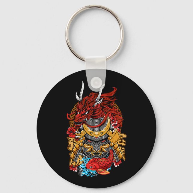 Llavero Dragón japonés Cyberpunk Samurai Koi Fish Aesthet (Anverso)