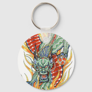 Llavero Dragón japonés y flores del Lotus