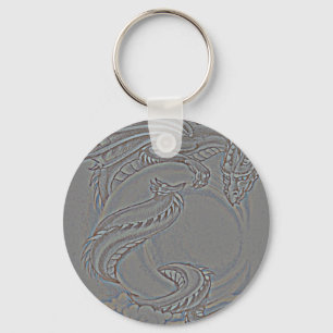 Llavero Dragón lunar plateado