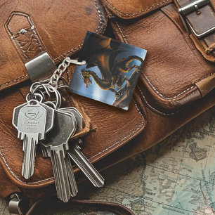 Llavero Dragón negro de oro de cobre