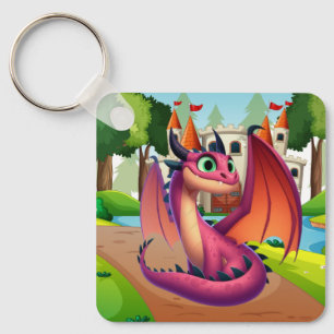 Llavero Dragón personalizado morado/rojo