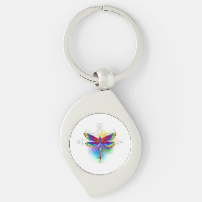 Llavero Dragón poligonal arcoiris (Anverso)