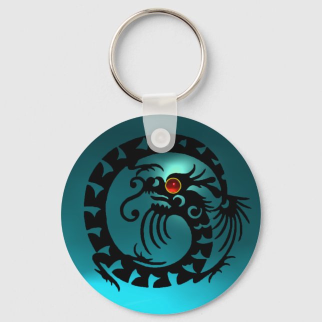 Llavero DRAGÓN SNAKE, rubí negro, rojo, aguamarina azul (Anverso)