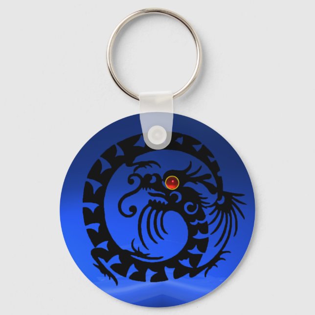 Llavero DRAGÓN SNAKE, rubí negro, rojo, zafiro azul (Anverso)