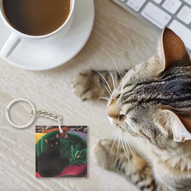 Llavero Dragón verde de gato negro (Subido por el creador)