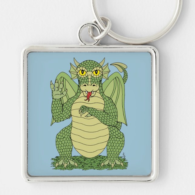Llavero Dragón verde lindo (Frente)