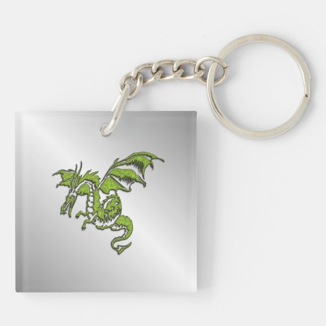 Llavero Dragón Verde sobre Plata (Atrás)