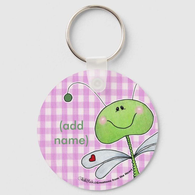 Llavero Dragon vuela en Pink Gingham (Anverso)