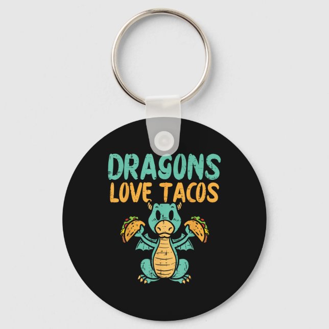 Llavero Dragones aman los tacos cute cinco de maya comida  (Anverso)