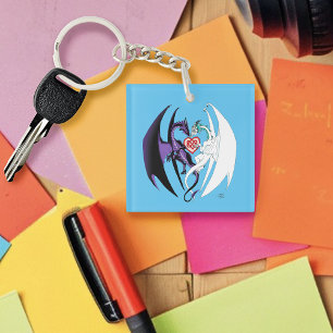 Llavero Dragones Amor Corazón Azul