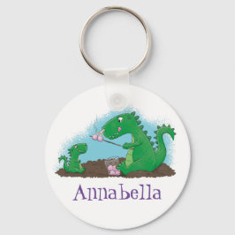 Llavero dragones cortos asando malvaviscos personalizado