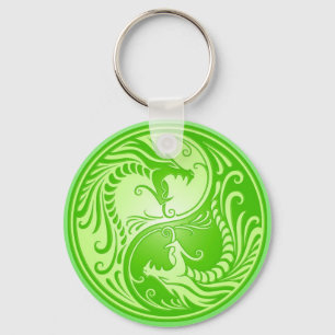Llavero Dragones de Yin Yang, verdes claros