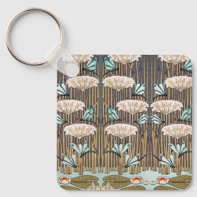 Llavero Dragonflies Water Lilies Marsh Art Nouveau (Anverso)