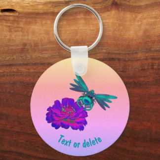 Llavero Dragonfly con flores personalizadas