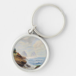 Llavero Dramáticas olas golpean una costa rocosa