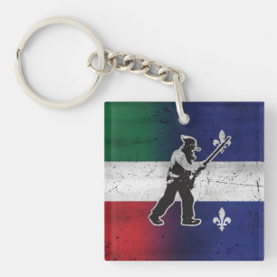 Llavero Drapeau Québec y Patriote Henri Julien érodé