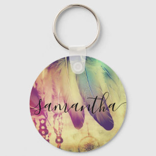 Llavero Dream Boho Bohemian Style Dreamcatcher Feathers
