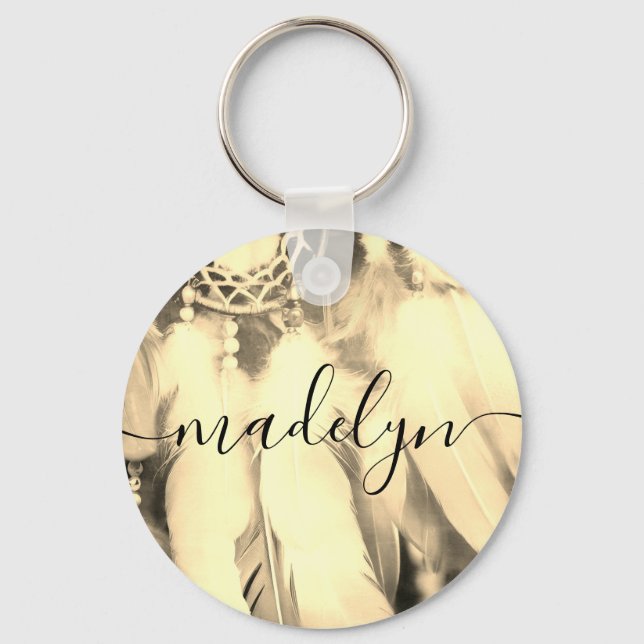 Llavero Dream Boho Bohemian Style Dreamcatcher Feathers (Anverso)