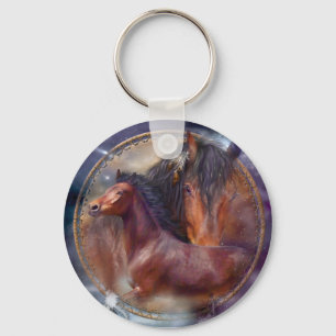 Llavero Dream Catcher - Spirit Horses Art Keychain