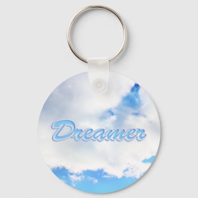 Llavero Dreamer puffy nubes blancas y cielo azul (Anverso)