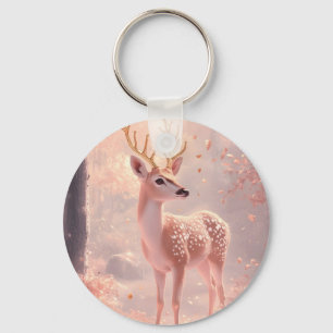 Llavero Dreamy Fawn en los bosques rosados de otoño
