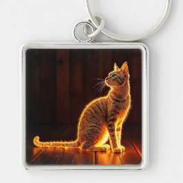 Llavero Dreamy feline art oro gato retrato adorables masco