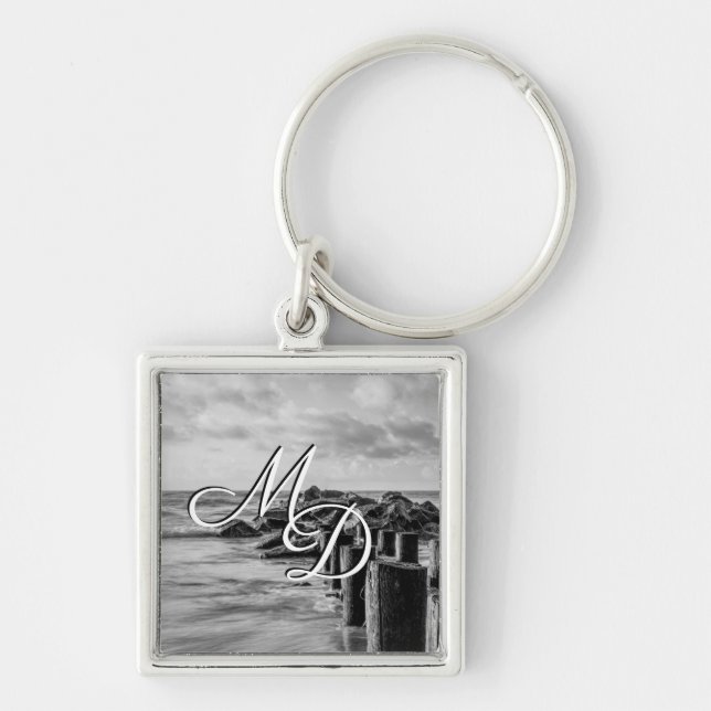 Llavero Dreamy Jettie Grayscale Monogram Keychain (Frente)