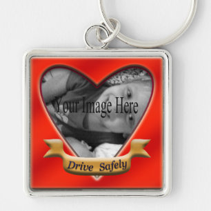 Llavero Drive Safely Photo Heart Keychain