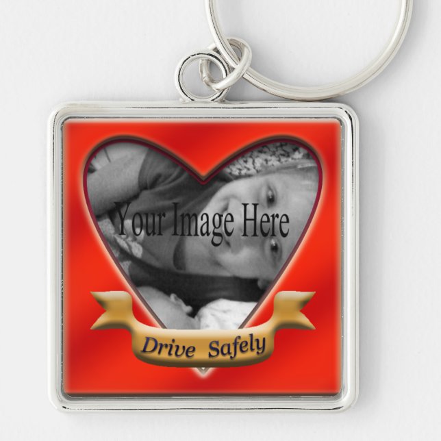 Llavero Drive Safely Photo Heart Keychain (Frente)