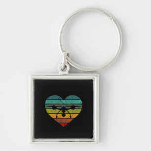 Llavero Drone In Retro Vintage Sunset Heart