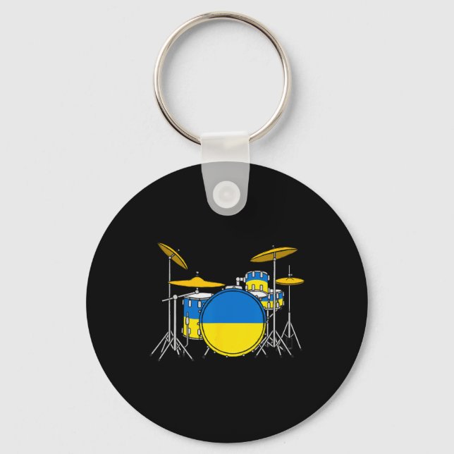 Llavero Drum Kit Ukrainian Flag Ukraine Drummer Musician  (Anverso)
