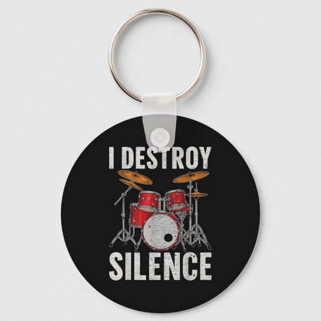 Llavero Drum Percussionist Drummers I Destroy Silence Drum (Anverso)