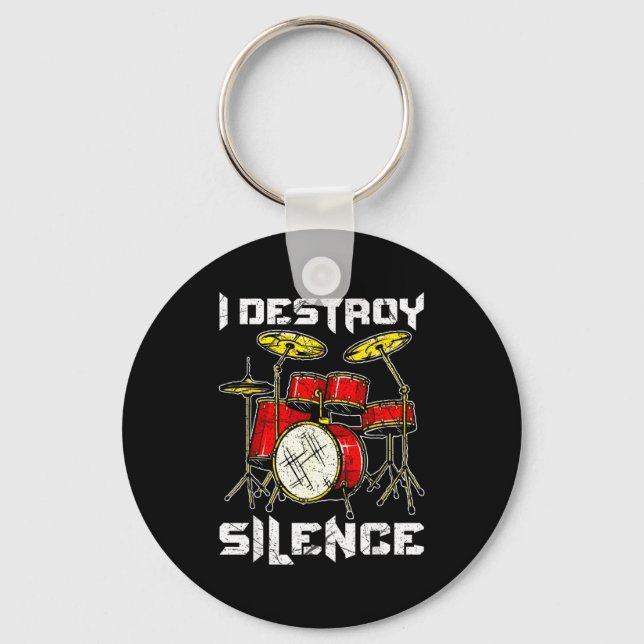 Llavero Drum Percussionist Drummers I Destroy Silence Drum (Anverso)