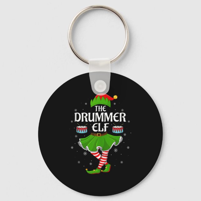Llavero Drummer Elf Christmas Family Girls Women Elf Squad (Anverso)