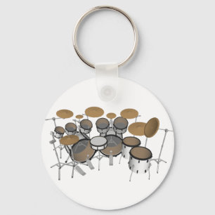 Llavero Drums: White Drum Kit: 3D Model: