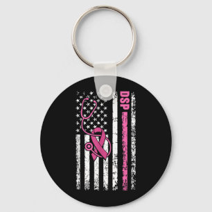 Llavero Dsp Cáncer De Mama Stethoscope Cinta Rosa Bandera