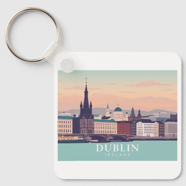 Llavero Dublin Ireland Pastel Travel Design (Anverso)