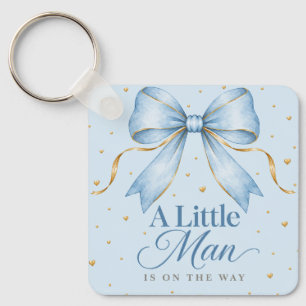 Llavero Ducha de bebé niño A Little Man Dusty Blue Bow