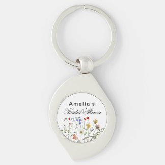Llavero Ducha minimalista de novias con flores silvestres